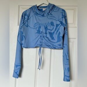 Gymshark Power Pullover Crop Top Blue Swirl Women’s Size S